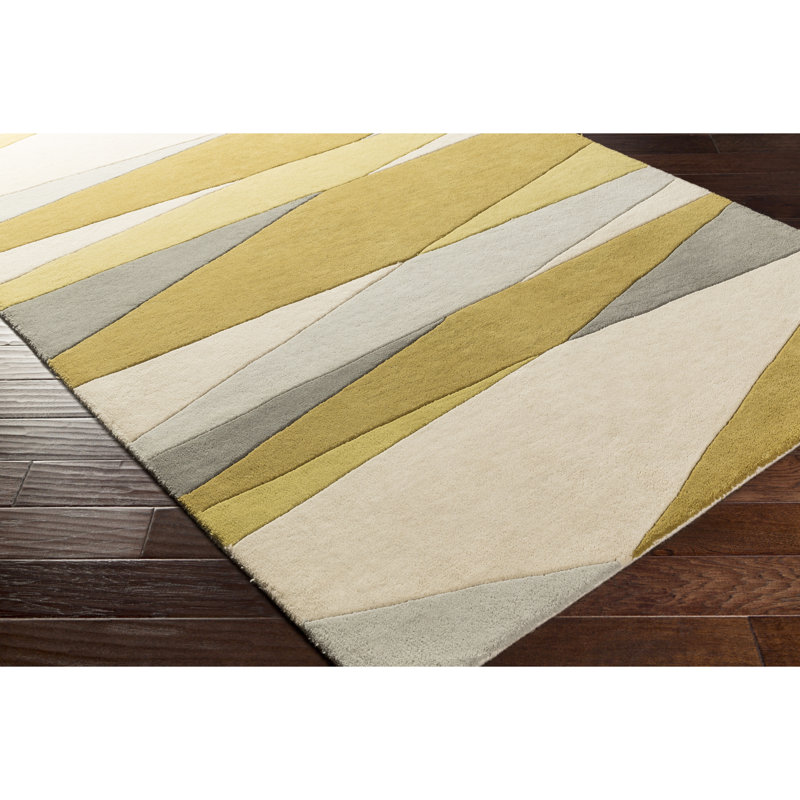 Ayeln Hand Tufted Wool Geometric Indoor Rug, Rectangle 5' x 8'