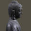 Bouddha méditant avec pot de fleurs de lotus