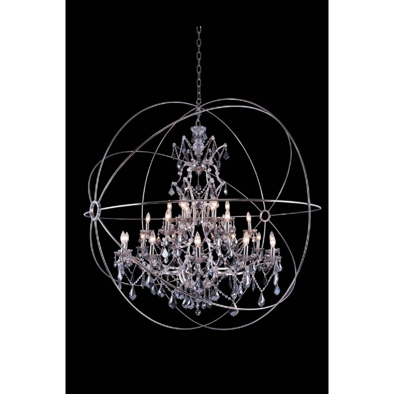 Mendelson 25 - Light Dimmable Globe Chandelier, French Gold, Smoke Black