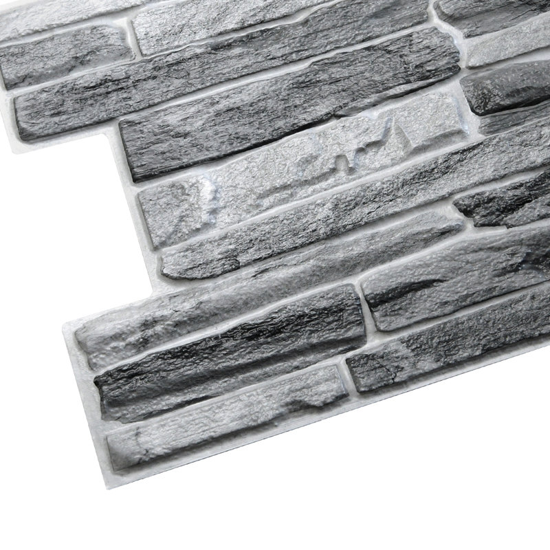 Panneaux muraux en vinyle 3D l 38 po x L 19 po Falkirk, Gris foncé