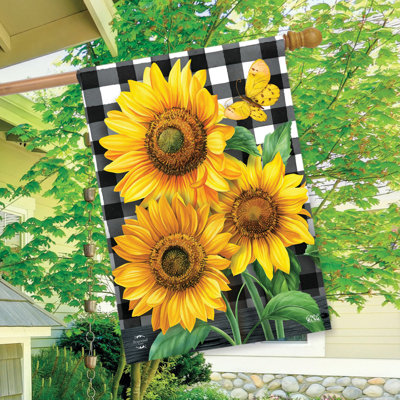 Drapeau de maison d'été à carreaux tournesols