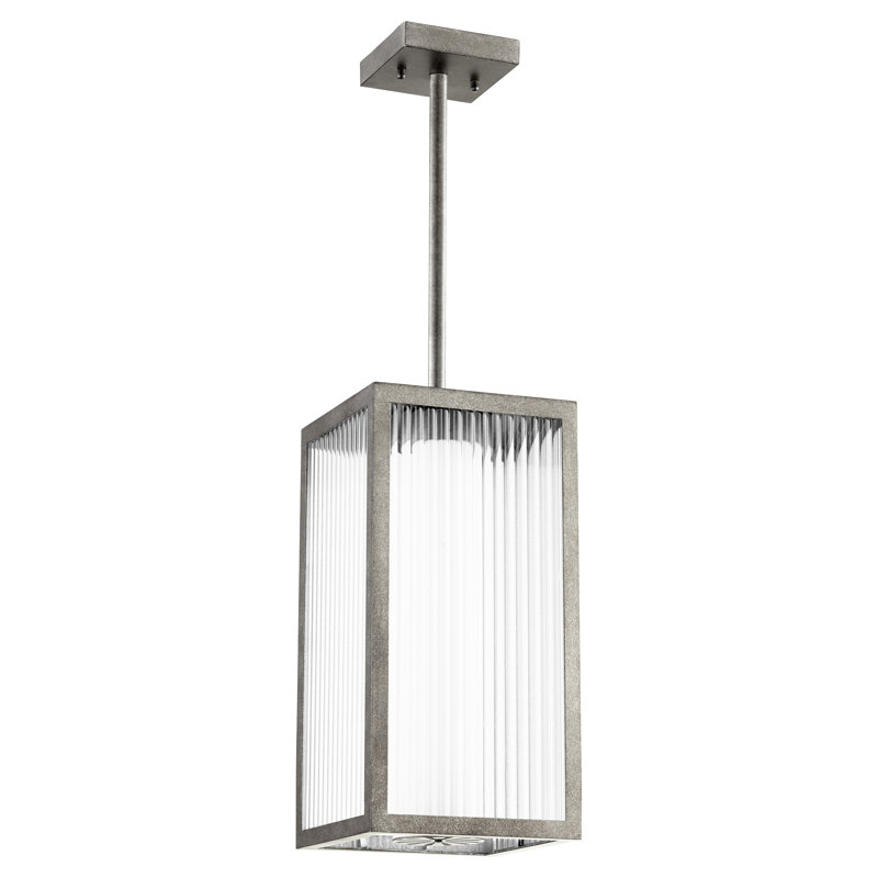 Mobrup LED Outdoor Hanging Lantern, Weathered Zinc
