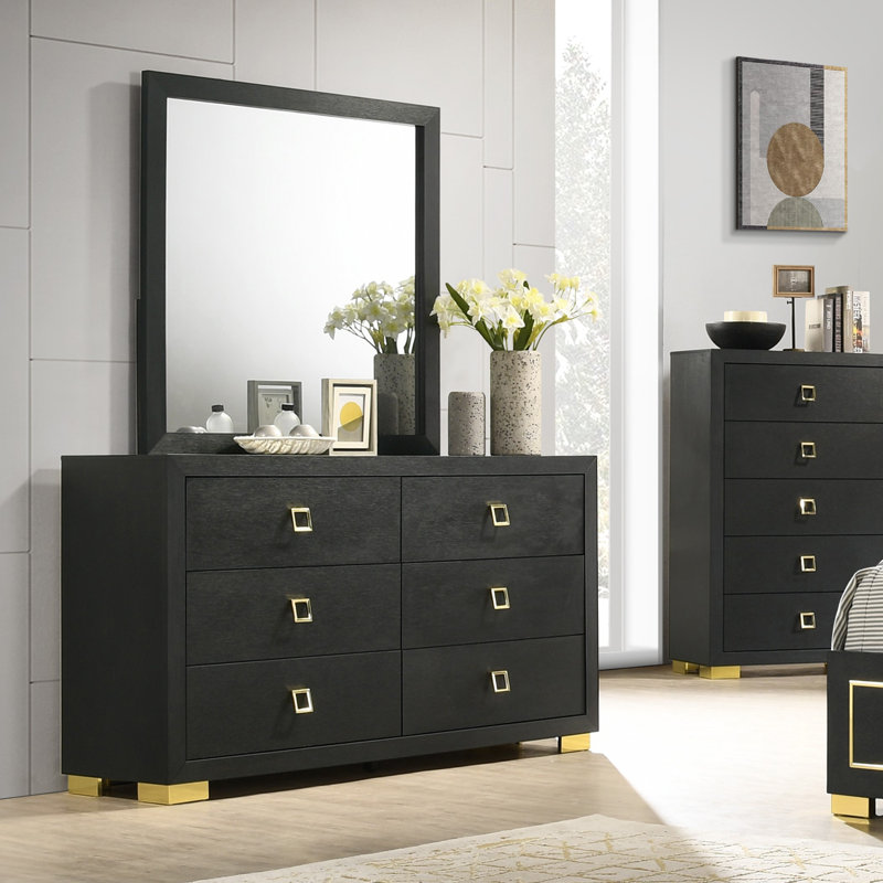 Commode 6 tiroirs avec miroir Hapeville