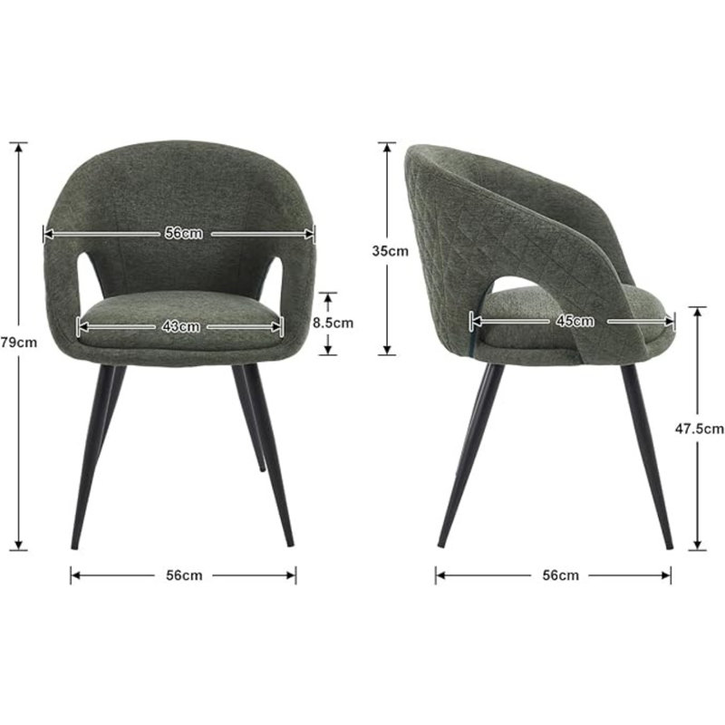 47.5cm H Upholstered Metal Accent, Green