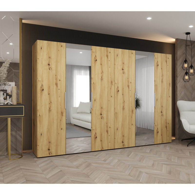 Manufactured Wood Wardrobe, artisan oak + handles: cashmere
