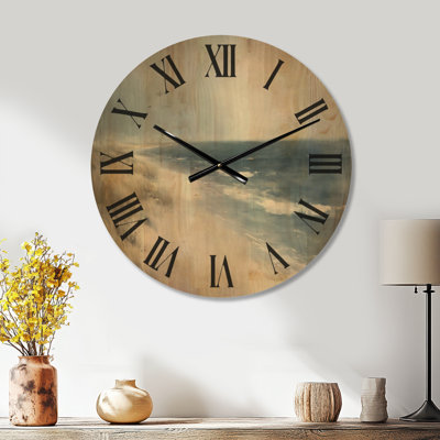 Horloge murale de plage Moody Coastal Shore - Imprimée sur bois