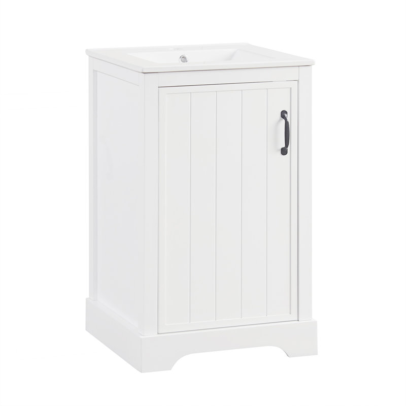 Meuble-lavabo de salle de bain avec lavabo, armoire de salle de bain avec porte à fermeture douce et tablette réglable