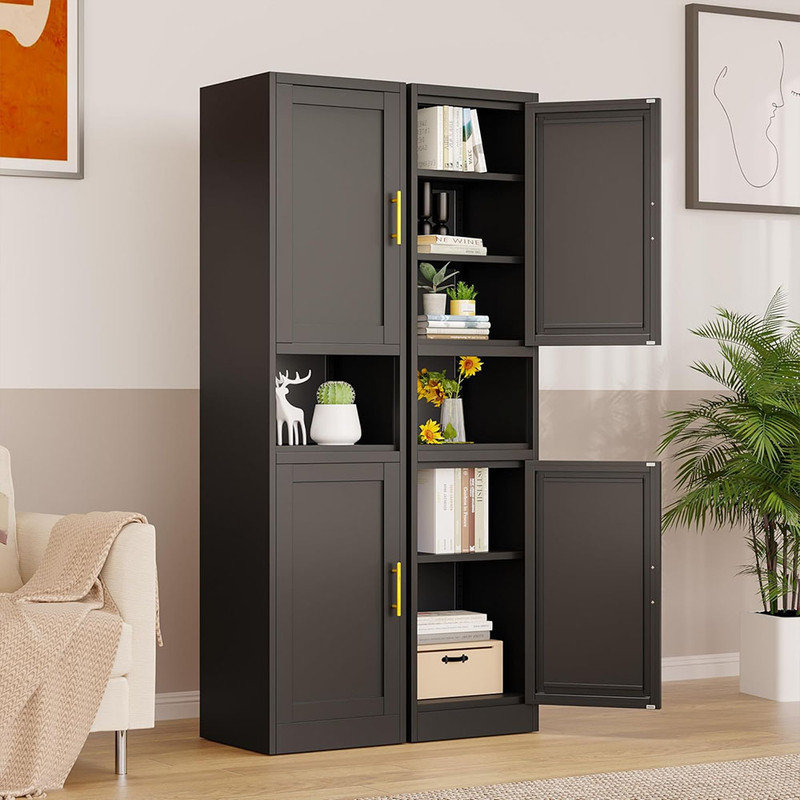 Metal Narrow Shelf Storage Cabinet for Bathroom Kitchen Living Room, Black