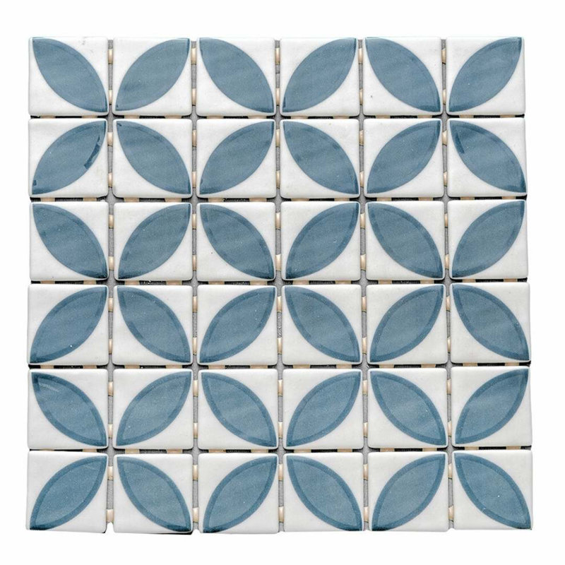 Eterna Lily 2" x 2" Glass Mosaic Floor and Wall Tile, Blue