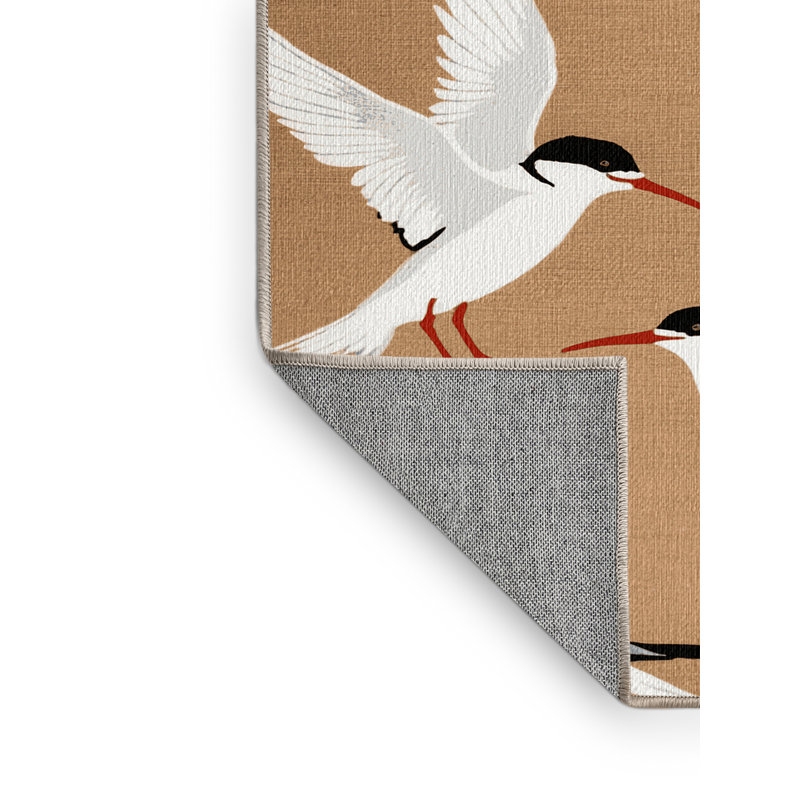 Washable Common Tern Birds Area Rug, Square 3'