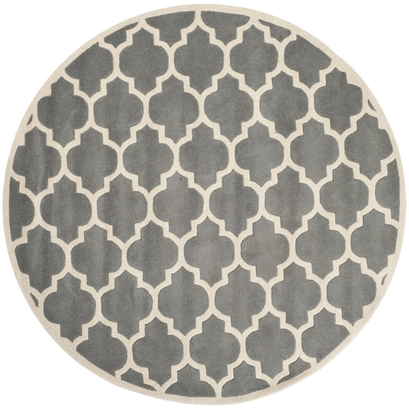 Carolene Hand Tufted Wool Geometric Rug, Round 5'