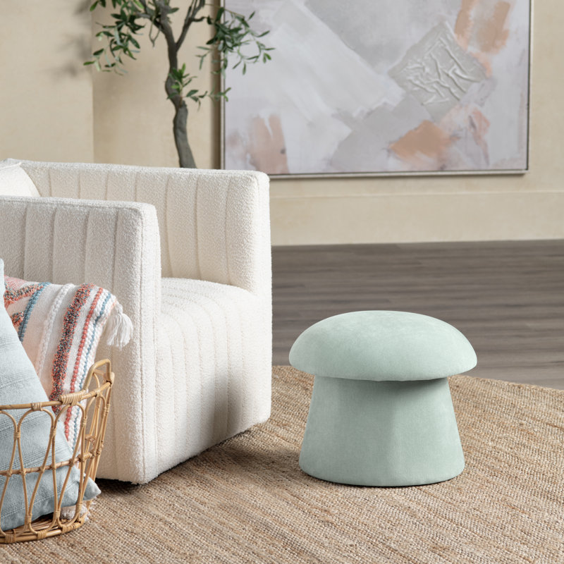 Anushka Mushroom Storage Ottoman, Light Blue Chenille