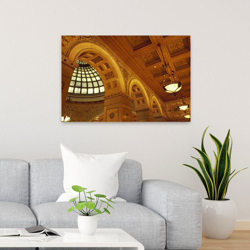 Interiors of Tiffany Dome Chicago Cultural Center Chicago Cook County Illinois USA 1 Piece Wrapped Canvas Wall Art