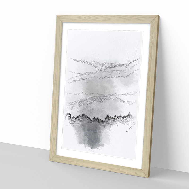 Mountain Behind The Forest Layers - Single Picture Frame Painting on MDF, Oak Framed, 63cm H x 45cm W x 2cm D