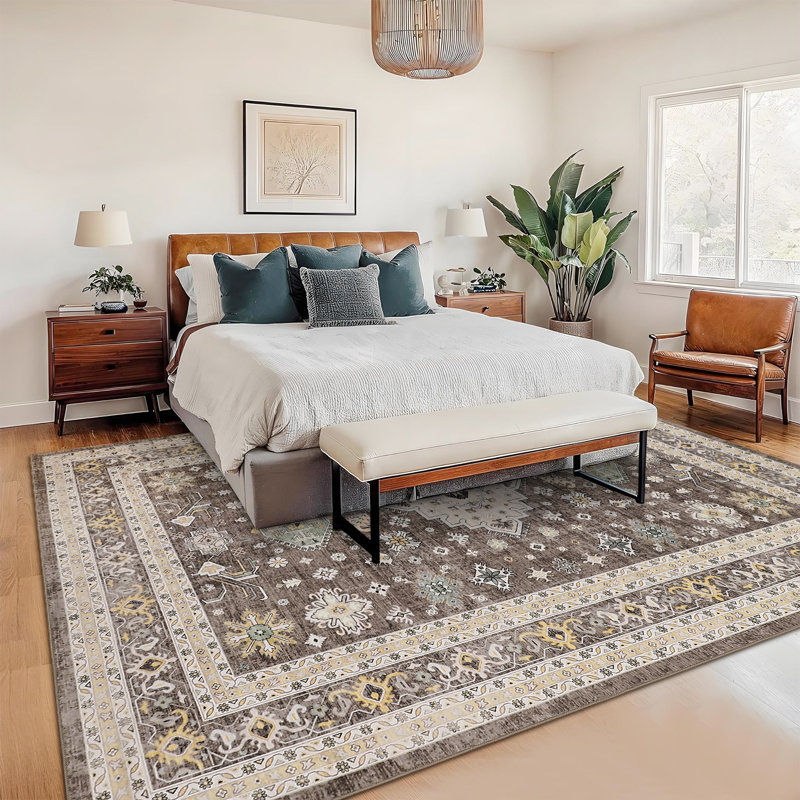 Machine Washable Rug Non-Slip Area Rug with Rubber Backing for Living Room Low-Pile Rug Indoor Floor Cover Oriental Rug for Bedroom Dining Room Hallway Playroom Office Kitchen Dorm and Bedside Decor