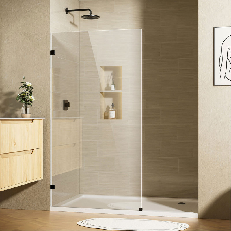 Porte de douche de salle de bain, quincaillerie de fixation de panneau de porte en verre trempé transparent de 3/8 po (10 mm) sans cadre