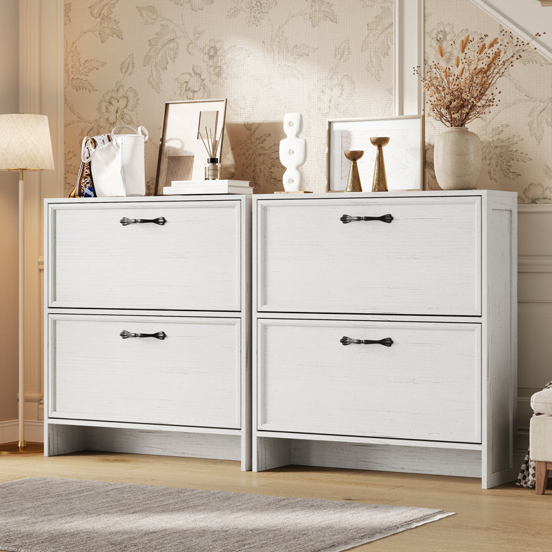 12 Pair Shoe Storage Cabinet, White
