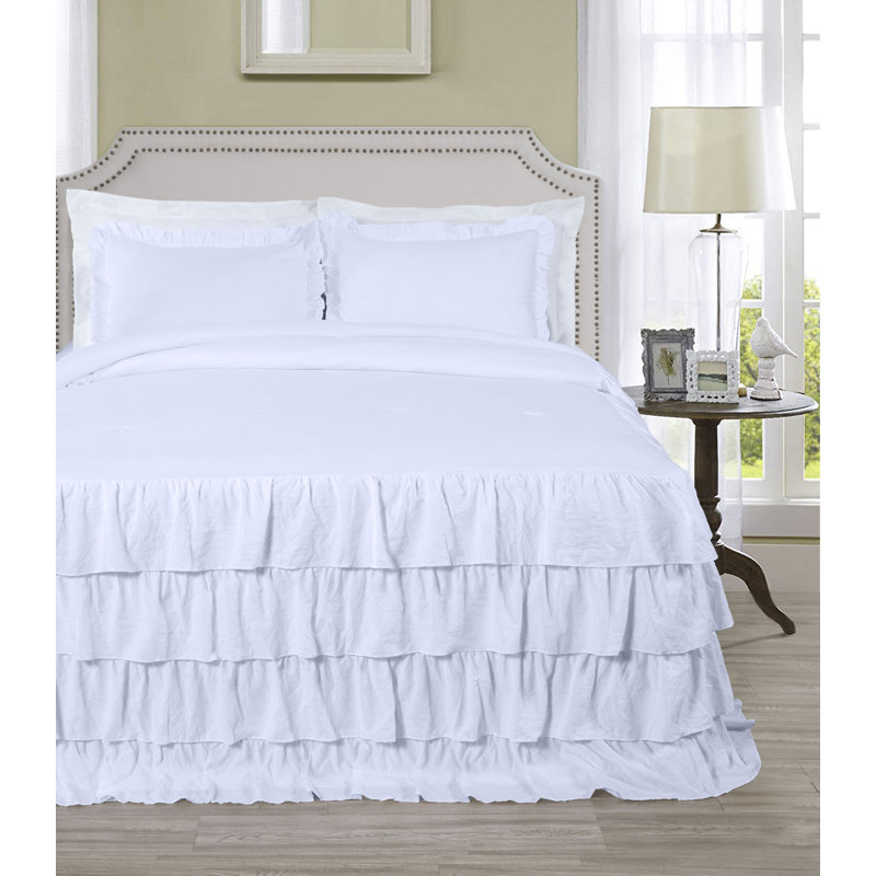Polyester Coverlet, Twin Bedspread + 1 Standard Sham, White
