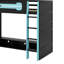 Lit mezzanine simple en bois avec bureau, tablettes multiples et lumière RVB-1030630549