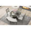 TREXM 5-Piece Rustic Charm Round Dining Set With 3 Upholstered Chairs And Curved Bench For Dining Room, Kitchen And Living Room (Grey)
