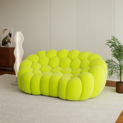 Cenie Modern Upholstered Boneless Arc-Shaped 3D Knit Fabric Loveseat Sofa, No Assembly Required