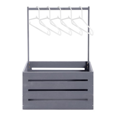 Boîte de rangement en bois pour caisse de fête de naissance avec poignée panier de rangement bois gris