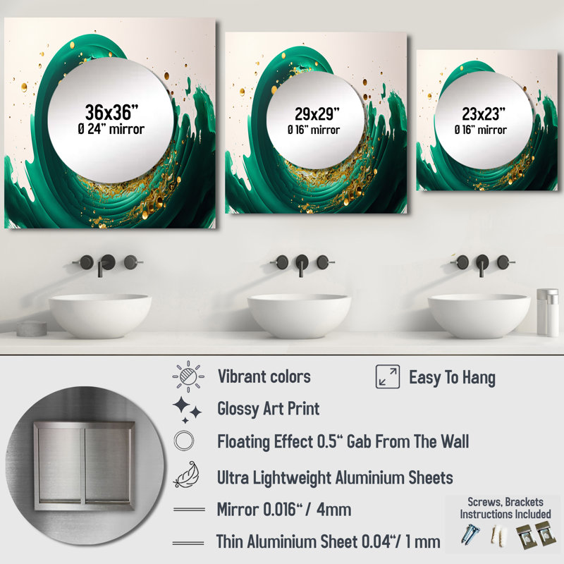 Devair - Modern Square Mirror Wall Decor For Bedroom, 36" x 36"