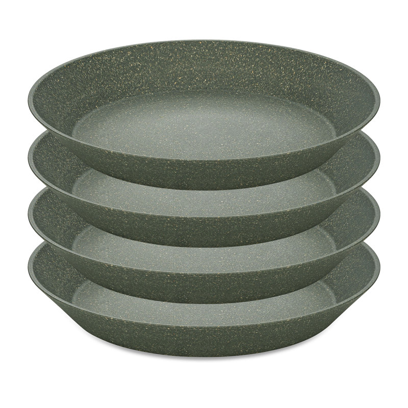 Koziol 4 Piece Connect Plate set, bowls, plastic-wood mix, 24cm, In Grey