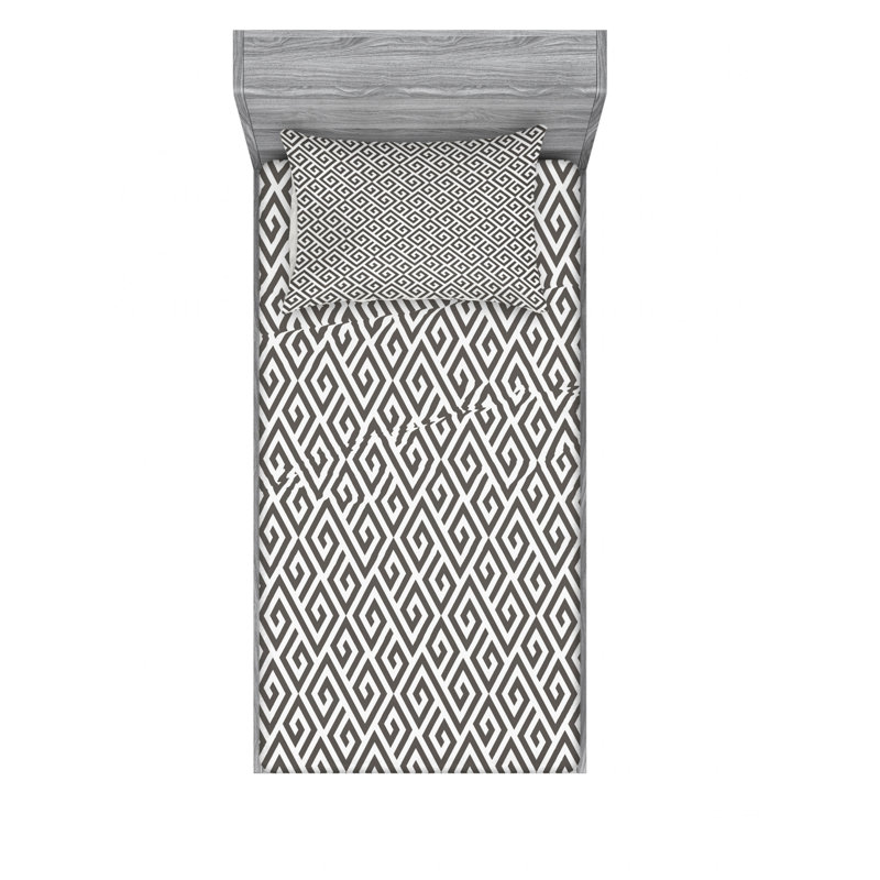 Ensemble de draps à géométrie détaillée avec labyrinthe, Ensemble de draps pour lit simple TG avec drap-hou