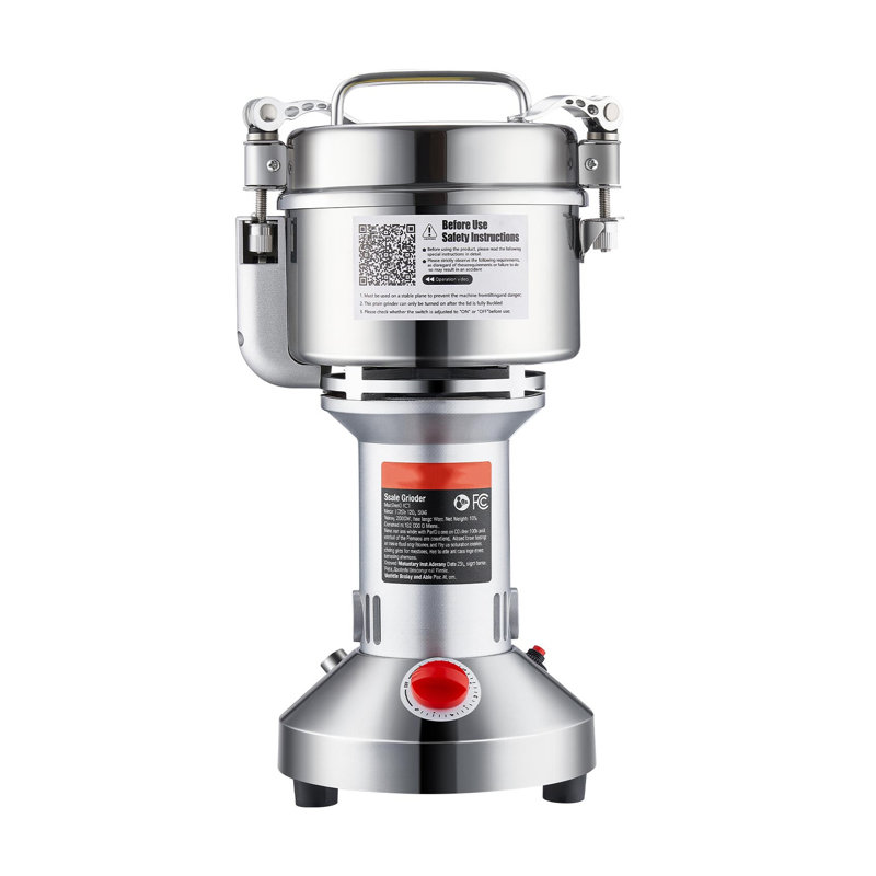 Moulin à grain électrique 2000W, pulvérisateur à épices commercial en acier inoxydable pour grains secs, herbes et céréales