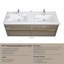 Meuble-lavabo mural 60 po avec lavabo double, meuble de rangement flottant, comptoir en résine de pierre et tiroirs à fermeture en douceur 60 po-116332522