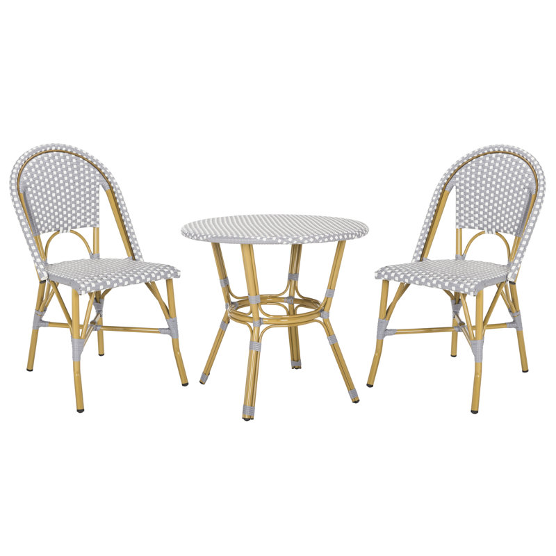 Chaselyn 2 - Person Patio Dining Set Round Table, Gray/White