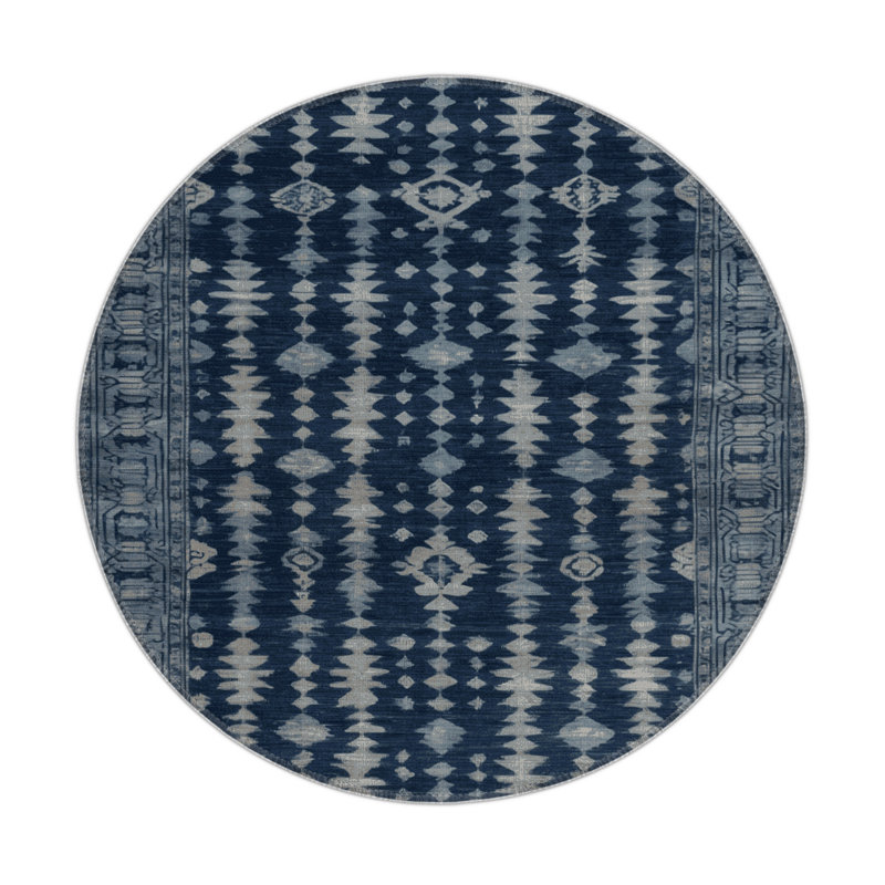Overdyed Gray Indoor and Outdoor Area Rug, Round 5'