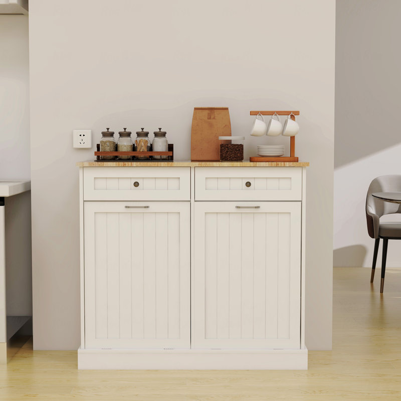 Armoire, deux tiroirs, tiroirs et poubelle de cuisine inclinable à compartiments