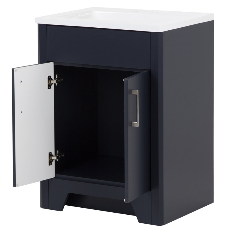 Meuble-lavabo simple l 24,5 po avec plateau en marbre Cousar, Bleu profond