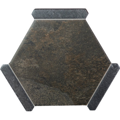 Carreaux de porcelaine hexagonale Oxido Avant Slate - Carreaux de sol et muraux de designer de 8,66 po x 9,84 po | Finition moderne pierre et bois