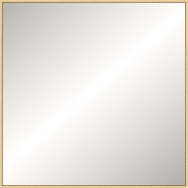 Solid Wood Framed Wall Mirror, 49.25" x 49.25", Natural, Square