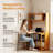 Computer Desk with Bookshelf, Foldable Writing Desk Workstation with Storage Shelf for Bedroom Dorm Home Office-1097384725