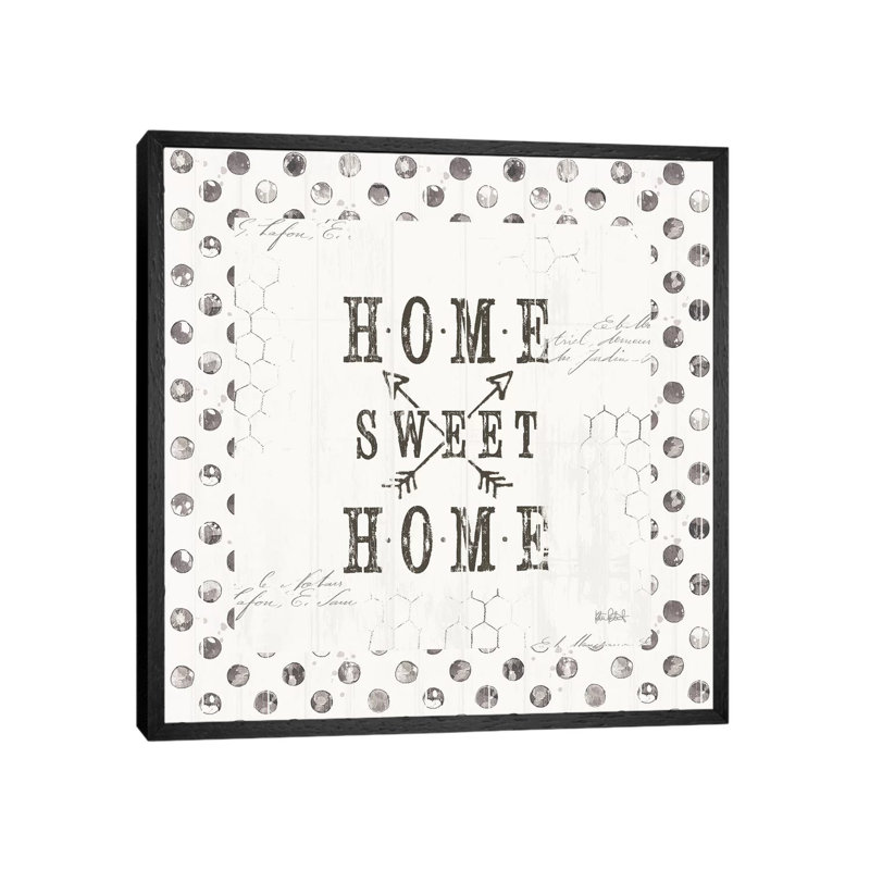 Farmhouse Fresh 01A Home Sweet Home by Katie Pertiet - Print on Canvas, Black Framed, 93.98cm H x 93.98cm W x 3.81cm D