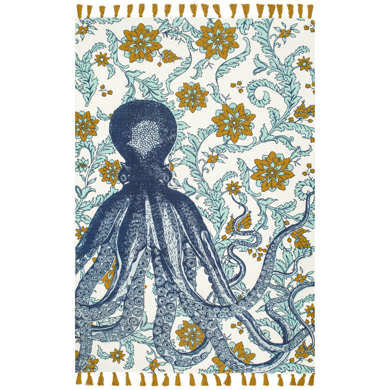 Tapis bleu / orange Thomas Paul, Rectangle 5 pi x 8 pi