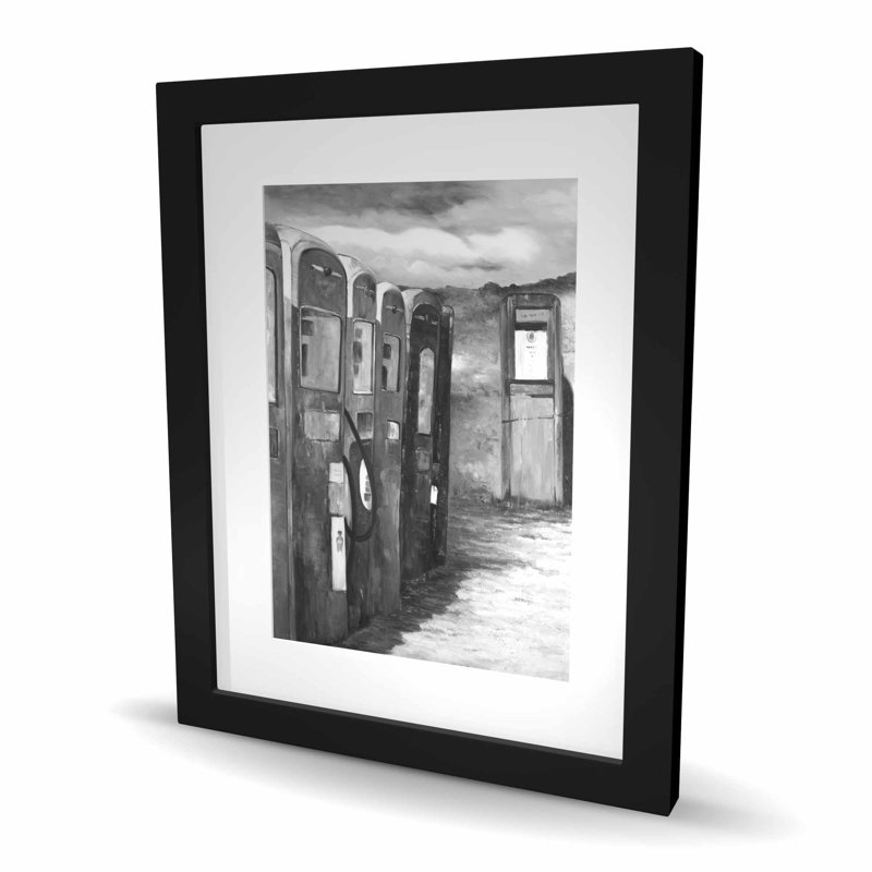 Vieilles pompes à gaz - Reproduction matte encadrée pour la décoration intérieure