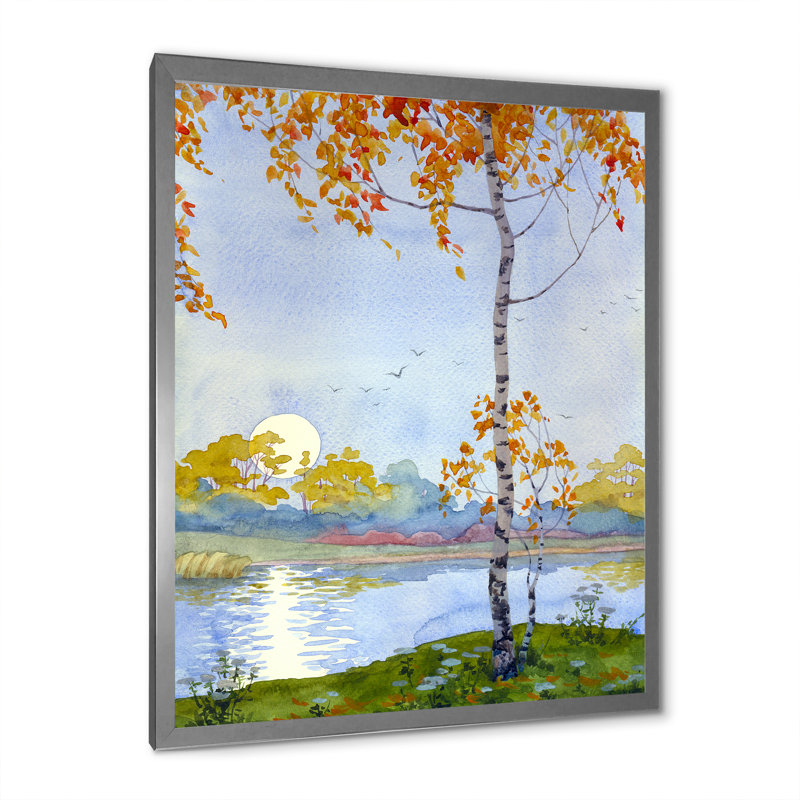 Automne mélancolie - peinture, Cadre photo argenté, H 40 po x l 30 po x P 1,5 po