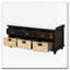 Banc de rangement rustique avec 3 tiroirs et 3 paniers en rotin-860071417