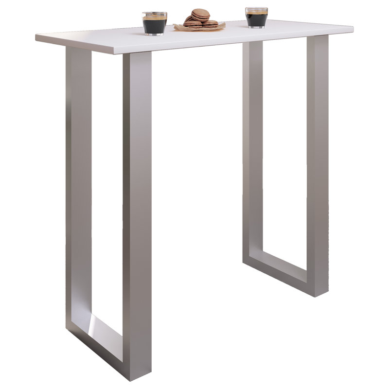 Xona Bar Table, Matt brushed nickel, 102cm H x 110cm W x 50cm D, White