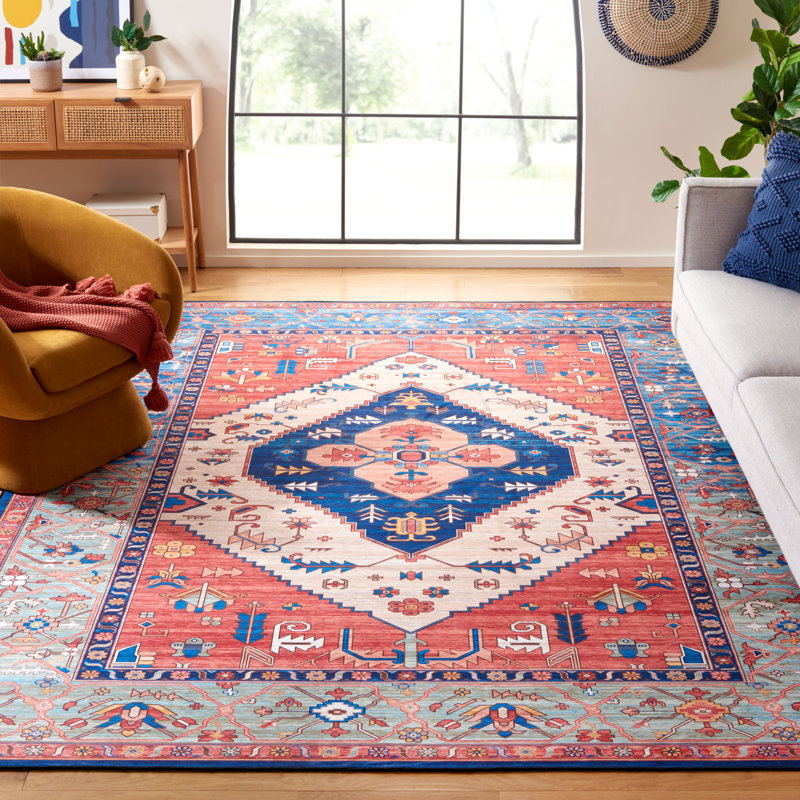133 Area Rug In Rust / Blue, Rectangle 8' x 10'