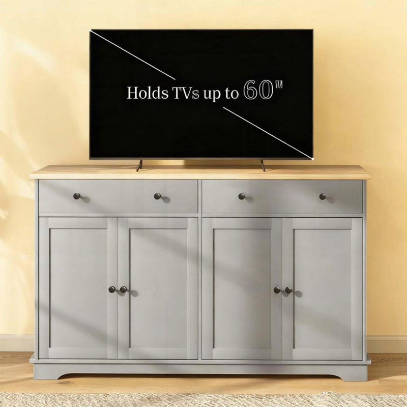 Nordic Buffet Cabinet with Drawers, Gray/Oak