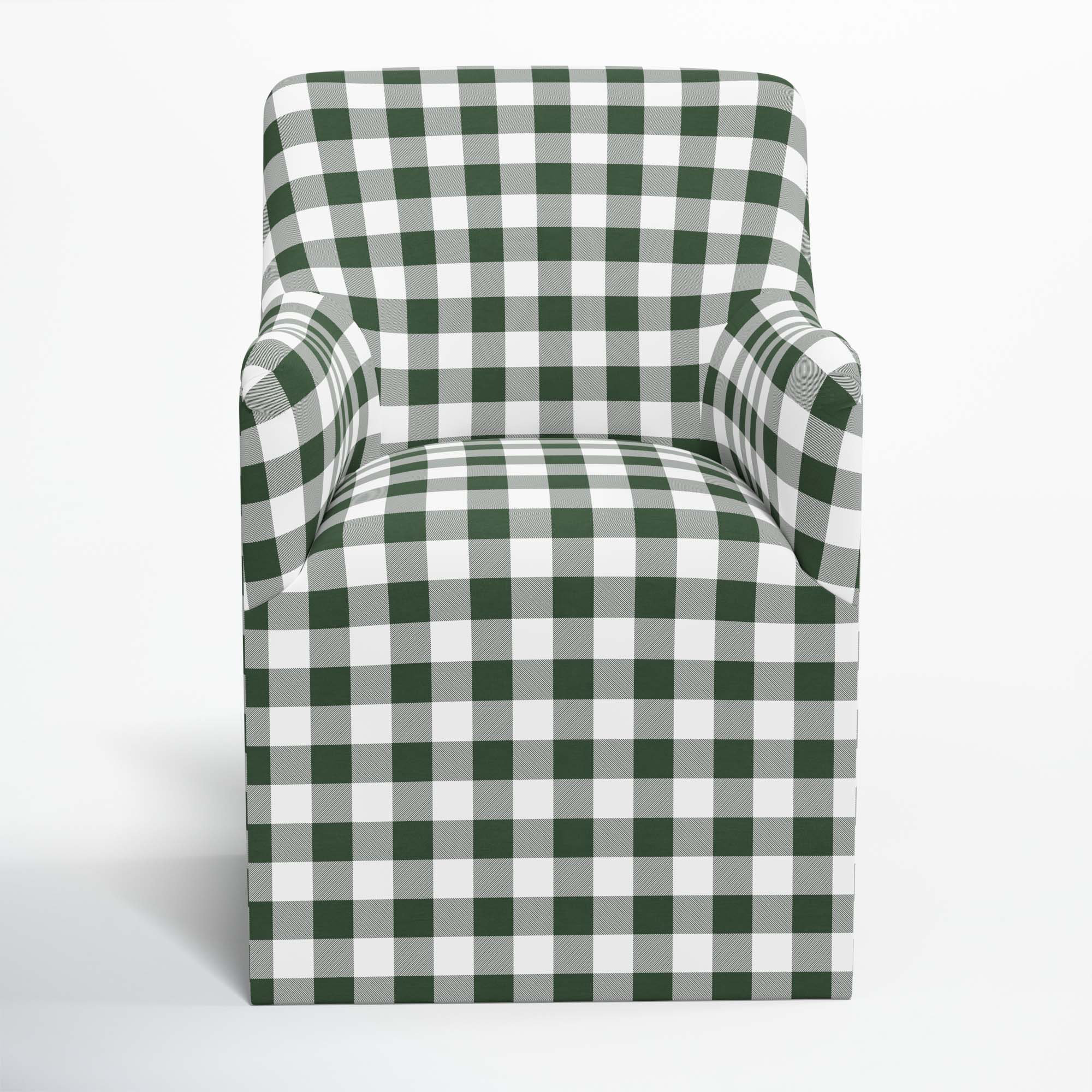 Howth Upholstered Arm Chair, Classic Gingham Evergreen