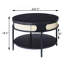 Table basse ronde noire avec tablette inférieure