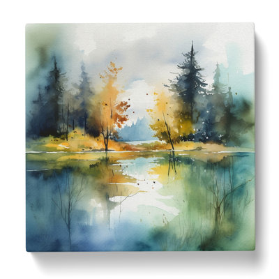 Lake Watercolour No.5 - Wrapped Canvas