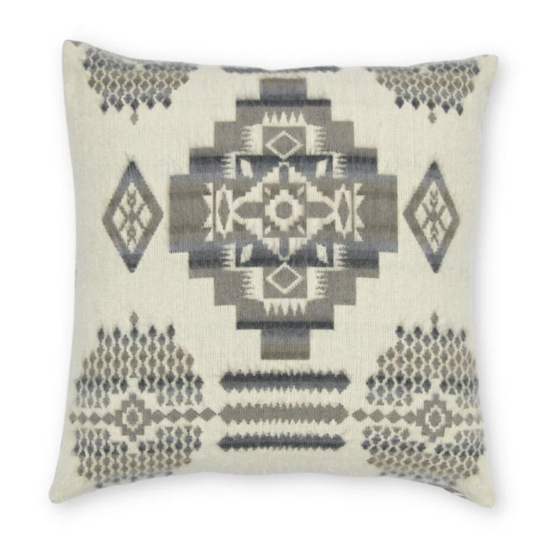 Housse de coussin 20 po gris clair ultra doux fait à la main Southwest